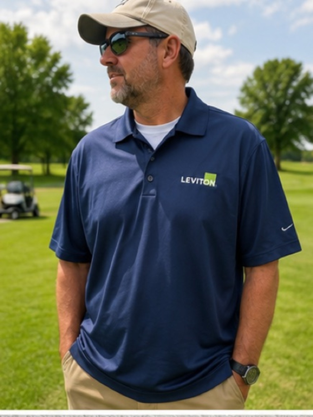 Nike Golf Dri-FIT Navy Leviton Polo Shirt XXL Embroidered Corporate Workwear